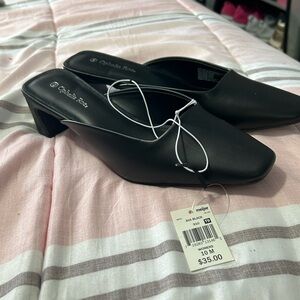 Ophelia Roe Black Slip-On Heel Mules Size 10M New in Box